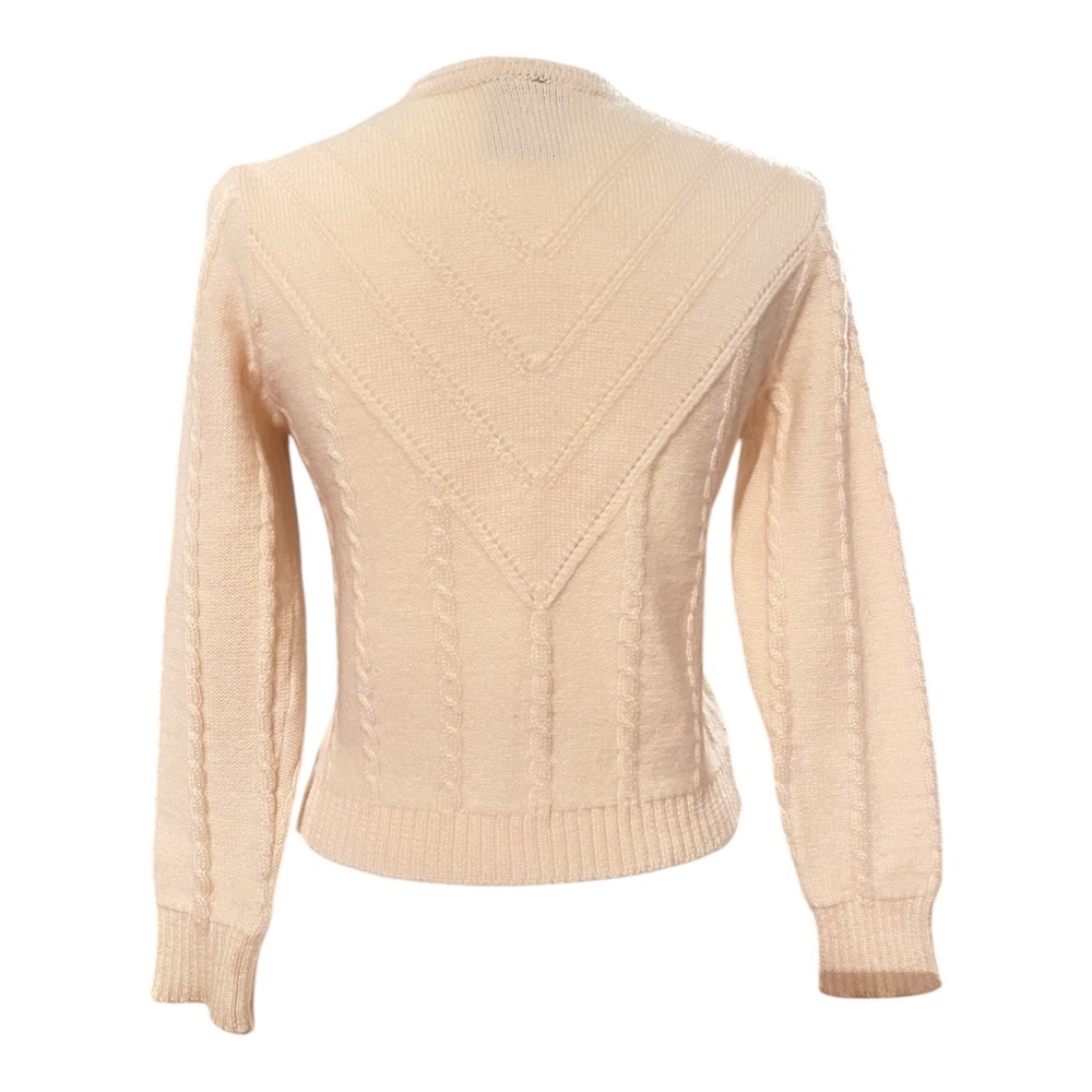 Achalm Strick German Virgin Wool Vintage Cardigan Cream Cable Knit Size Small - Picture 2 of 13
